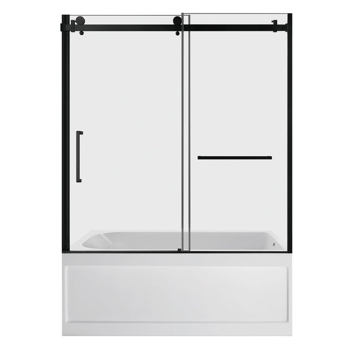 Kingston Tulare KVTAP6032R21A060-Inch Acrylic Rectangular 3-Wall Anti-Skid Alcove Tub Combo with Tub Door (Right Hand Drain), White/Matte Black