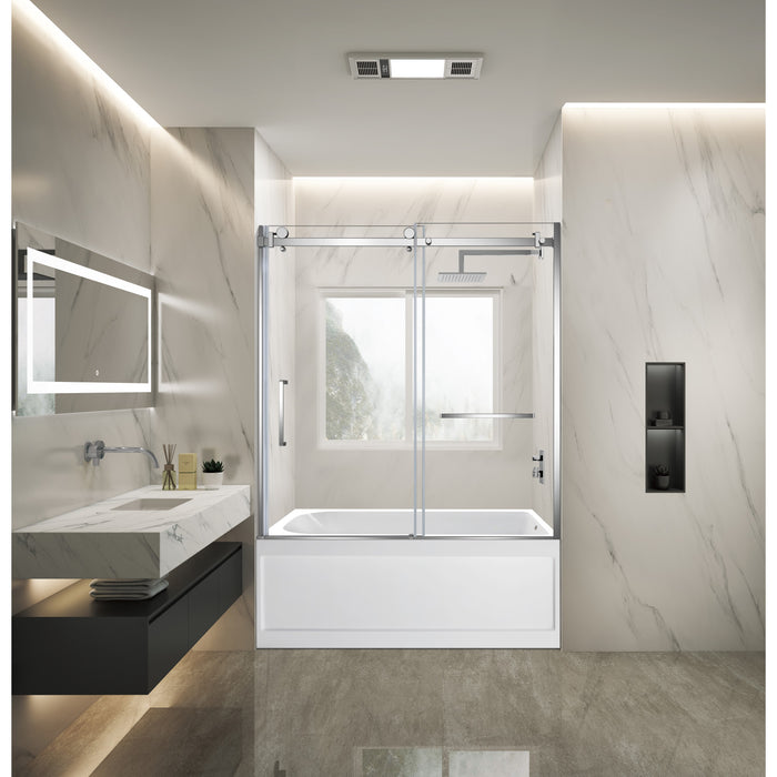 Kingston Tulare KVTAP6032R21A160-Inch Acrylic Rectangular 3-Wall Anti-Skid Alcove Tub Combo with Tub Door (Right Hand Drain), White/Polished Chrome