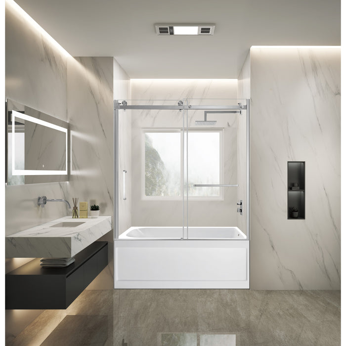 Kingston Tulare KVTAP6032R21A860-Inch Acrylic Rectangular 3-Wall Anti-Skid Alcove Tub Combo with Tub Door (Right Hand Drain), White/Brushed Nickel