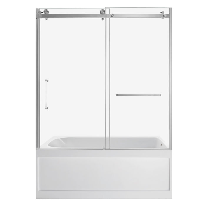 Kingston Tulare KVTAP6032R21A860-Inch Acrylic Rectangular 3-Wall Anti-Skid Alcove Tub Combo with Tub Door (Right Hand Drain), White/Brushed Nickel