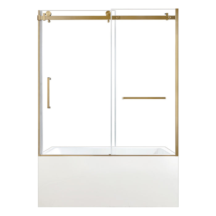 Kingston Tulare KVTAP6032R22760-Inch Acrylic Rectangular 3-Wall Alcove Tub Combo with Tub Door (Right Hand Drain), White/Brushed Brass