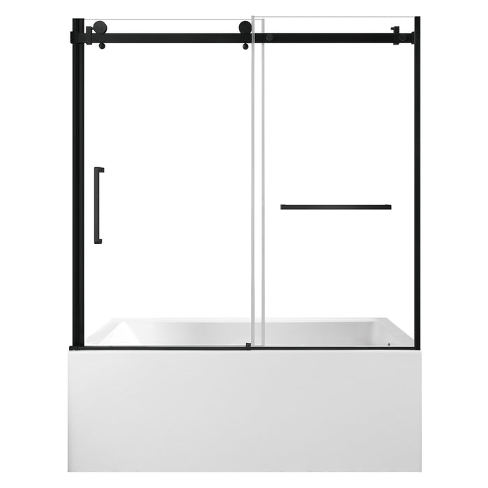 KVTAP6032R22C0 60-Inch Acrylic Rectangular 3-Wall Anti-Skid Alcove Tub Combo with Tub Door (Right Hand Drain), White/Matte Black