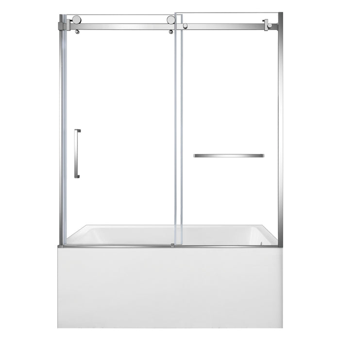 KVTAP6032R22C1 60-Inch Acrylic Rectangular 3-Wall Anti-Skid Alcove Tub Combo with Tub Door (Right Hand Drain), White/Polished Chrome