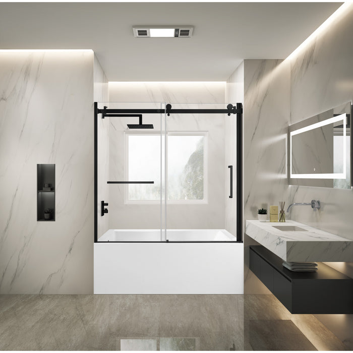 Kingston Tulare KVTAP603622L060-Inch Acrylic Rectangular 3-Wall Alcove Tub Combo with Tub Door (Left Hand Drain), White/Matte Black