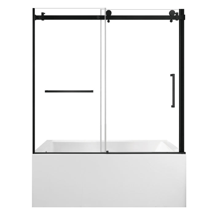 Kingston Tulare KVTAP603622L060-Inch Acrylic Rectangular 3-Wall Alcove Tub Combo with Tub Door (Left Hand Drain), White/Matte Black