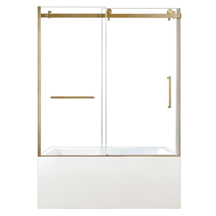 KVTAP603622L7 60-Inch Acrylic Rectangular 3-Wall Alcove Tub Combo with Tub Door (Left Hand Drain), White/Brushed Brass
