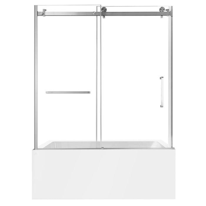 Kingston Tulare KVTAP603622L860-Inch Acrylic Rectangular 3-Wall Alcove Tub Combo with Tub Door (Left Hand Drain), White/Brushed Nickel