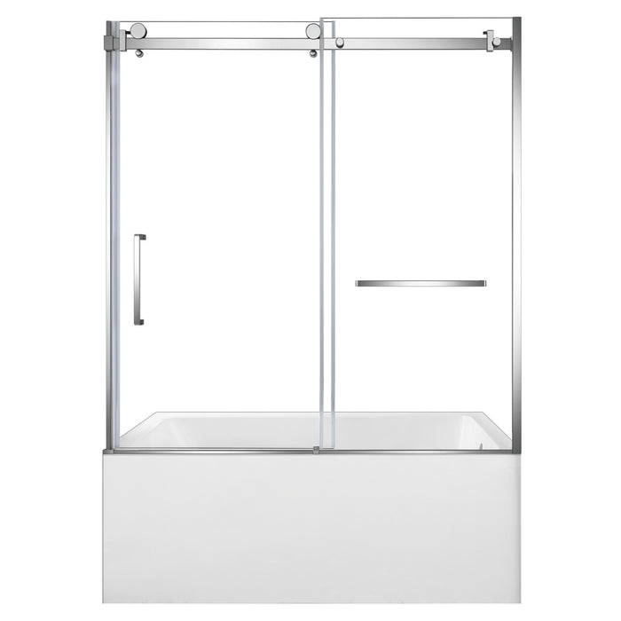 KVTAP603622R1 60-Inch Acrylic Rectangular 3-Wall Alcove Tub Combo with Tub Door (Right Hand Drain), White/Polished Chrome