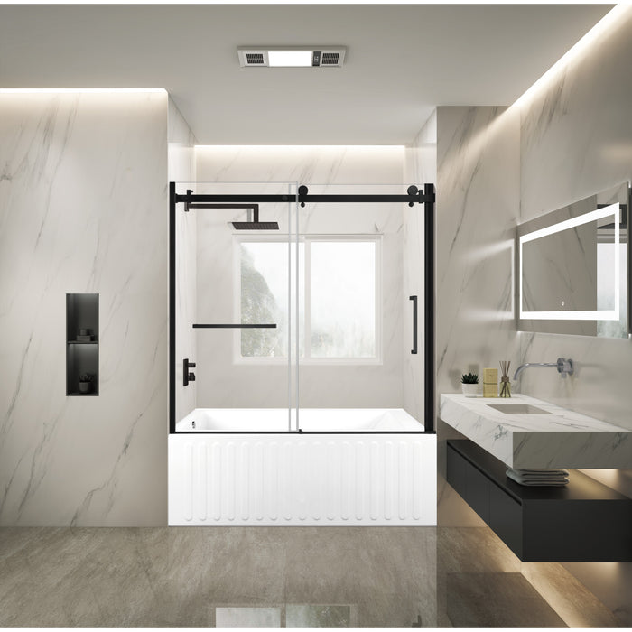 Kingston Tulare KVTDE603121L060-Inch Acrylic Rectangular 3-Wall Alcove Tub Combo with Tub Door (Left Hand Drain), White/Matte Black