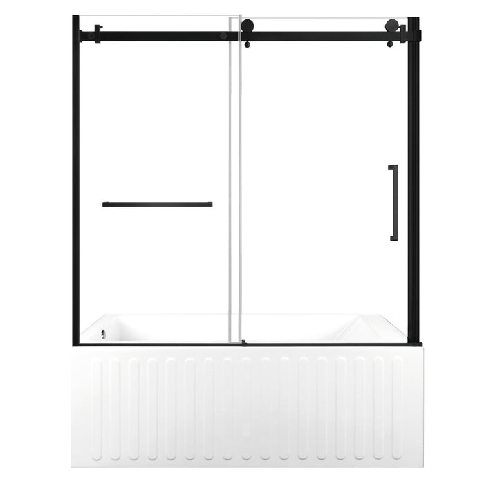 Kingston Tulare KVTDE603121L060-Inch Acrylic Rectangular 3-Wall Alcove Tub Combo with Tub Door (Left Hand Drain), White/Matte Black