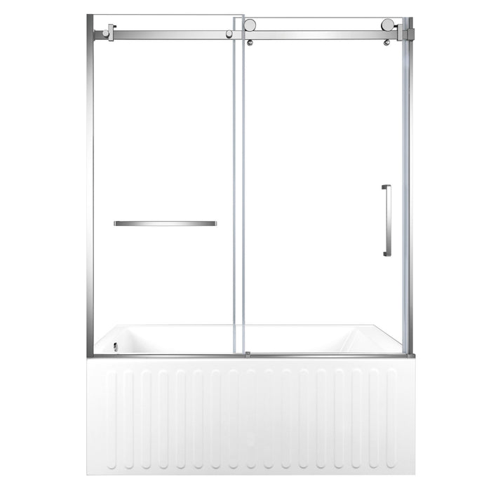 KVTDE603121L1 60-Inch Acrylic Rectangular 3-Wall Alcove Tub Combo with Tub Door (Left Hand Drain), White/Polished Chrome