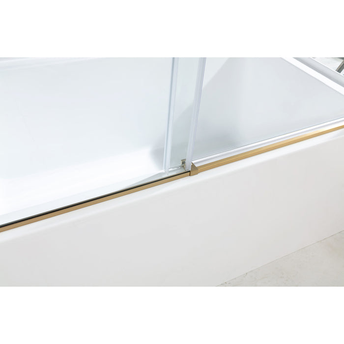 KVTDE603121L7 60-Inch Acrylic Rectangular 3-Wall Alcove Tub Combo with Tub Door (Left Hand Drain), White/Brushed Brass