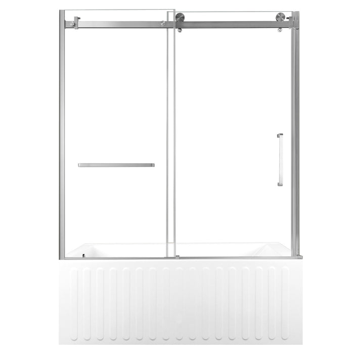 Kingston Tulare KVTDE603121L860-Inch Acrylic Rectangular 3-Wall Alcove Tub Combo with Tub Door (Left Hand Drain), White/Brushed Nickel
