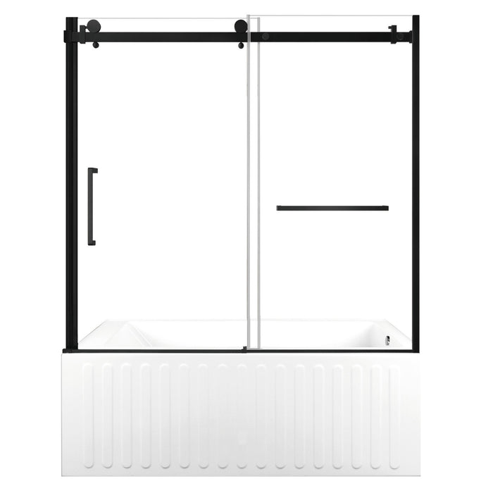 Kingston Tulare KVTDE603121R060-Inch Acrylic Rectangular 3-Wall Alcove Tub Combo with Tub Door (Right Hand Drain), White/Matte Black