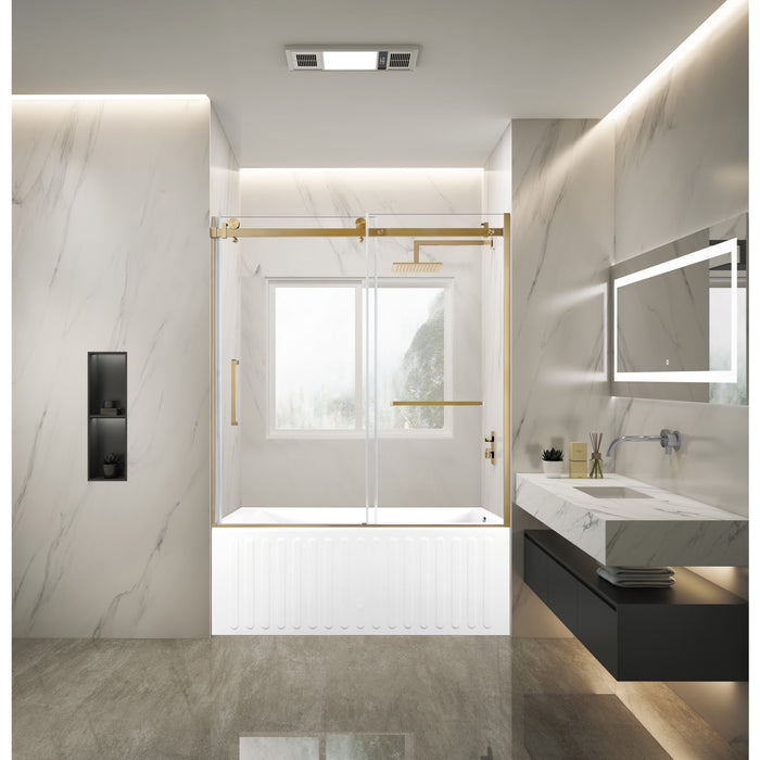 Kingston Tulare KVTDE603121R760-Inch Acrylic Rectangular 3-Wall Alcove Tub Combo with Tub Door (Right Hand Drain), White/Brushed Brass