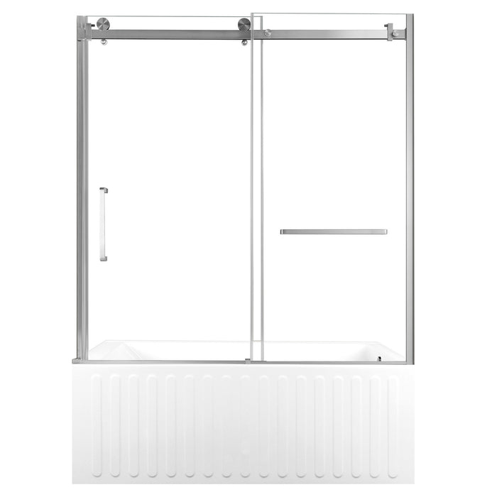 Kingston Tulare KVTDE603121R860-Inch Acrylic Rectangular 3-Wall Alcove Tub Combo with Tub Door (Right Hand Drain), White/Brushed Nickel