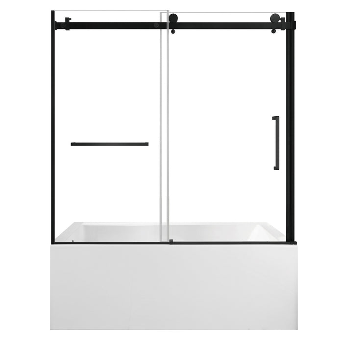 Kingston Tulare KVTDE603122L060-Inch Acrylic Rectangular 3-Wall Alcove Tub Combo with Tub Door (Left Hand Drain), White/Matte Black