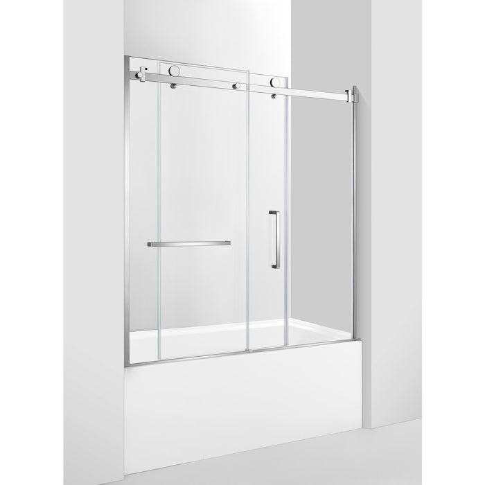 KVTDE603122L1 60-Inch Acrylic Rectangular 3-Wall Alcove Tub Combo with Tub Door (Left Hand Drain), White/Polished Chrome