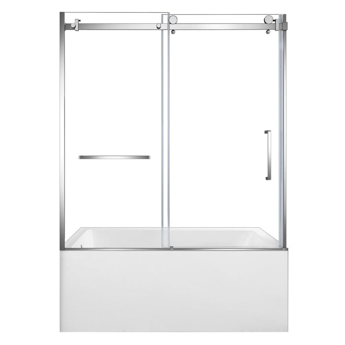 KVTDE603122L1 60-Inch Acrylic Rectangular 3-Wall Alcove Tub Combo with Tub Door (Left Hand Drain), White/Polished Chrome