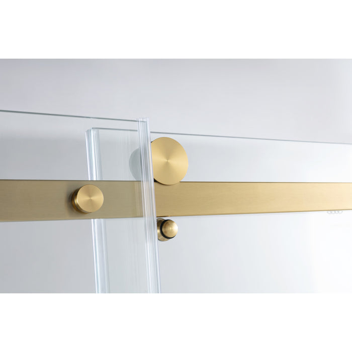 Kingston Tulare KVTDE603122L7 60-Inch Acrylic Rectangular 3-Wall Alcove Tub Combo with Tub Door (Left Hand Drain), White/Brushed Brass
