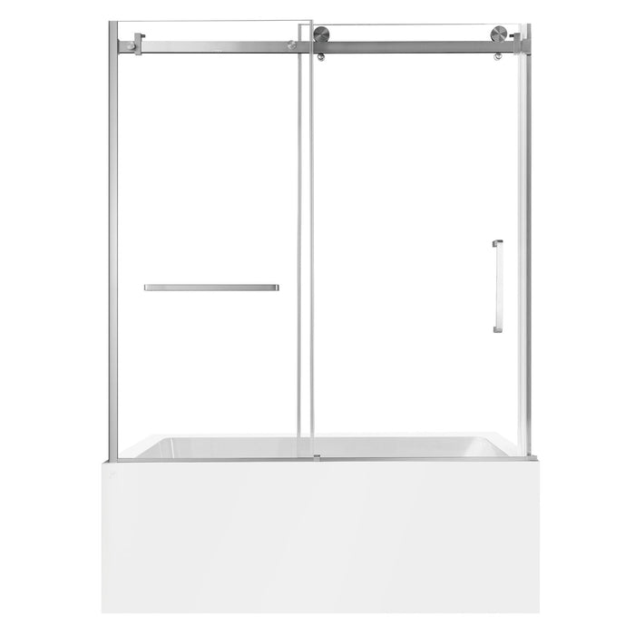 KVTDE603122L8 60-Inch Acrylic Rectangular 3-Wall Alcove Tub Combo with Tub Door (Left Hand Drain), White/Brushed Nickel