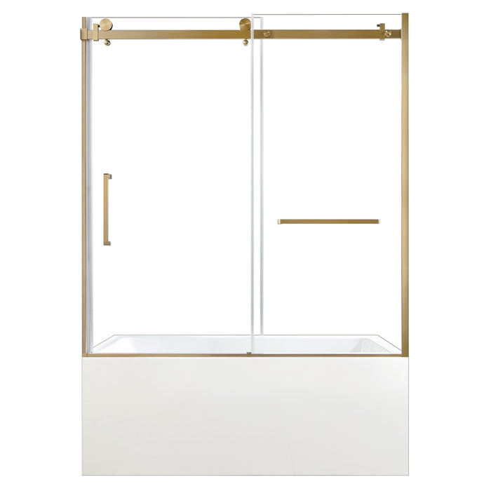 KVTDE603122R7 60-Inch Acrylic Rectangular 3-Wall Alcove Tub Combo with Tub Door (Right Hand Drain), White/Brushed Brass
