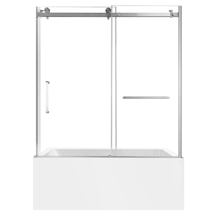Kingston Tulare KVTDE603122R8 60-Inch Acrylic Rectangular 3-Wall Alcove Tub Combo with Tub Door (Right Hand Drain), White/Brushed Nickel