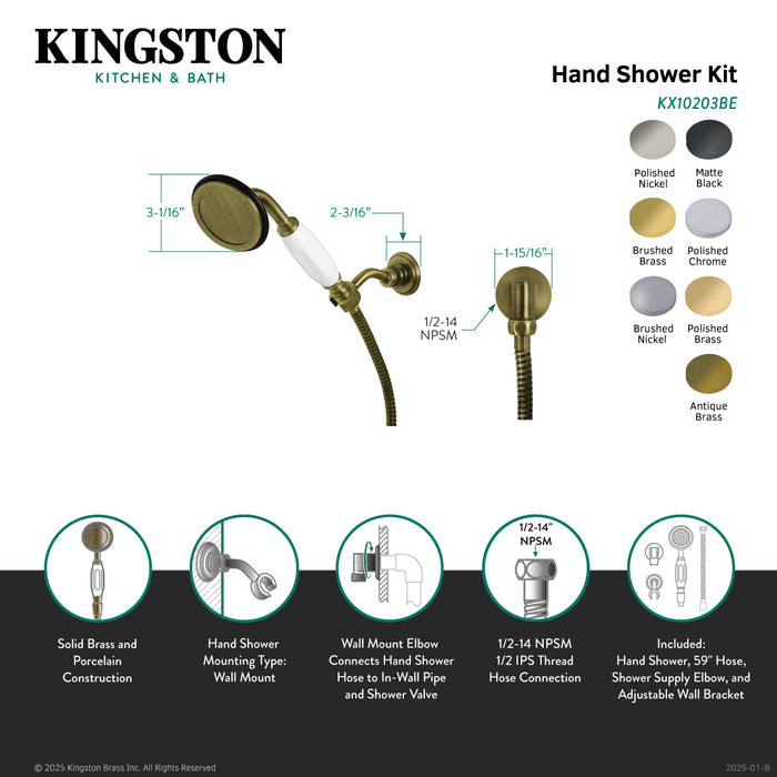 Kingston Heirloom KX10200BE - Vintage Hand Shower Kit, Matte Black