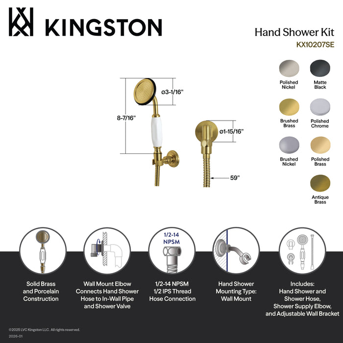 Kingston Heirloom KX10201SE - Vintage Hand Shower Kit, Polished Chrome