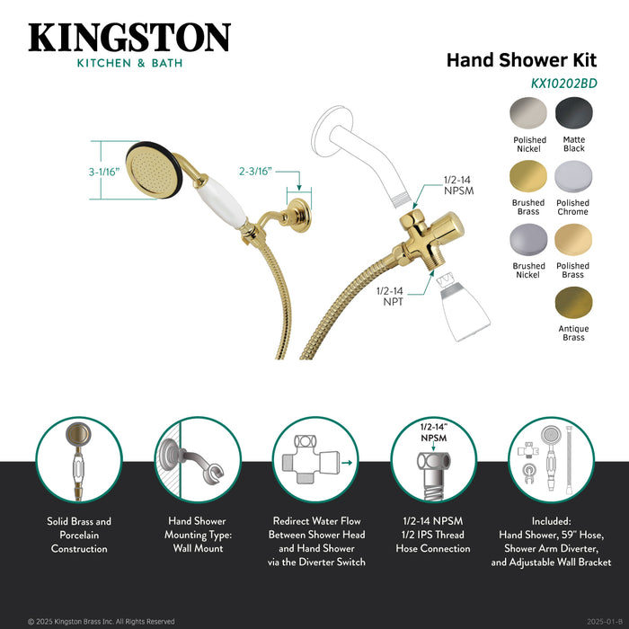 Kingston Heirloom KX10203BD - Vintage Hand Shower Kit, Antique Brass