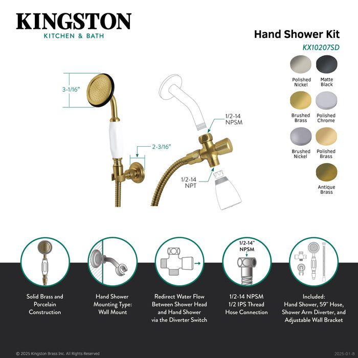 Kingston Heirloom KX10206SD - Vintage Hand Shower Kit, Polished Nickel