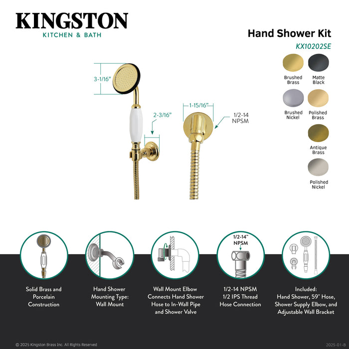 Kingston Heirloom KX10206SE - Vintage Hand Shower Kit, Polished Nickel