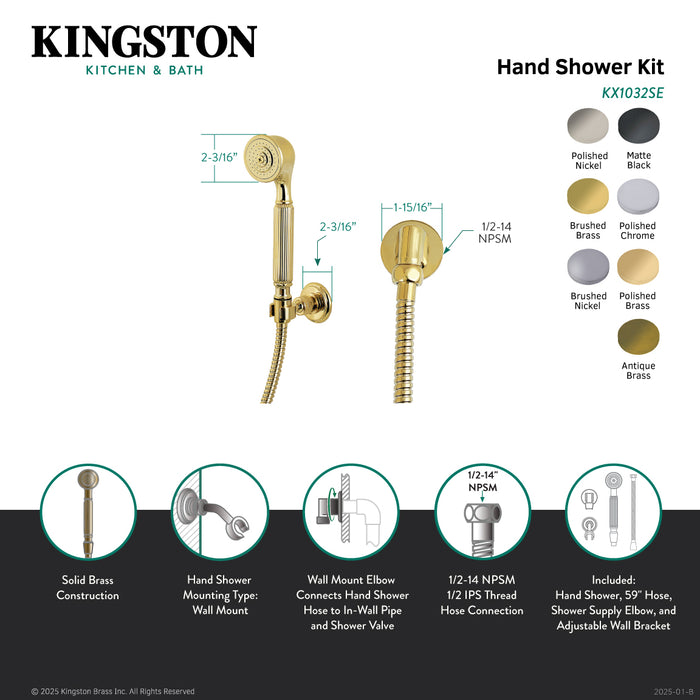 Kingston Heirloom KX1030SE - Restoration Hand Shower Kit, Matte Black