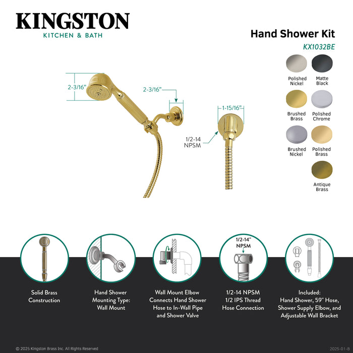 Kingston Heirloom KX1032BE - Restoration Hand Shower Kit, Polished Brass