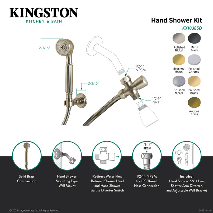 Kingston Heirloom KX1032SD - Restoration Hand Shower Kit, Polished Brass