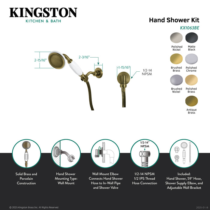 Kingston Heirloom KX1063BE - Victorian Hand Shower Kit, Antique Brass