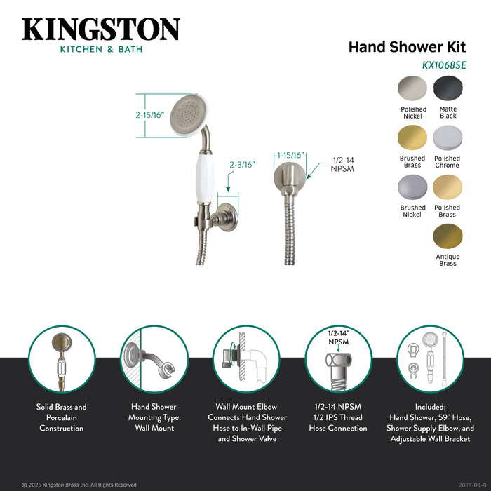 Kingston Heirloom KX1066SE - Victorian Hand Shower Kit, Polished Nickel