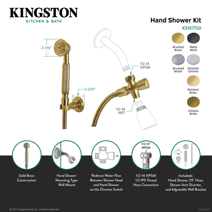 Kingston Heirloom KX1071SD - Vintage Hand Shower Kit, Polished Chrome