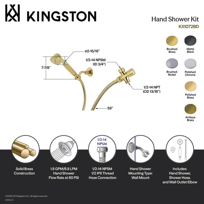 Kingston Heirloom KX1073BD - Vintage Hand Shower Kit, Antique Brass
