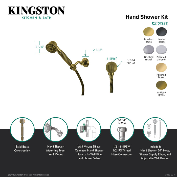 Kingston Heirloom KX1073BE - Vintage Hand Shower Kit, Antique Brass