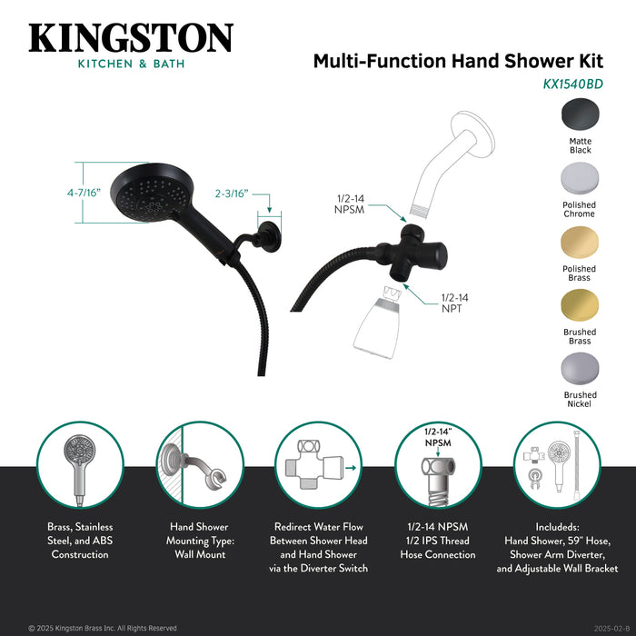 Kingston Tulare KX1547BD - Vilbosch Multi-Function Hand Shower Kit, Brushed Brass
