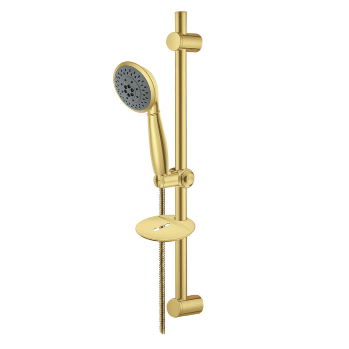 Kingston Tulare KX2522SBBPB - Vilbosch 5-Function Hand Shower with 24-Inch Slide Bar Kit, Polished Brass