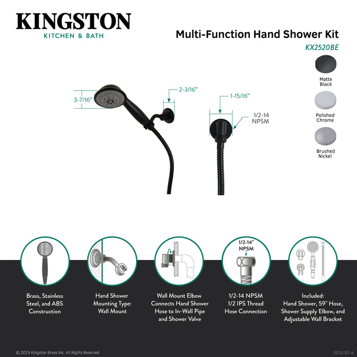Kingston Tulare KX2528BE - Shower Scape Multi-Function Hand Shower Kit, Brushed Nickel