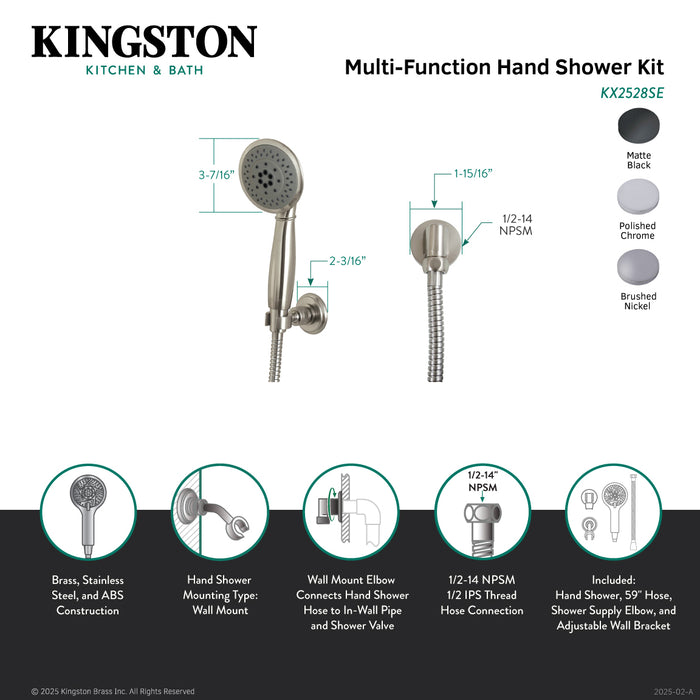 Kingston Tulare KX2528SE - Shower Scape Multi-Function Hand Shower Kit, Brushed Nickel