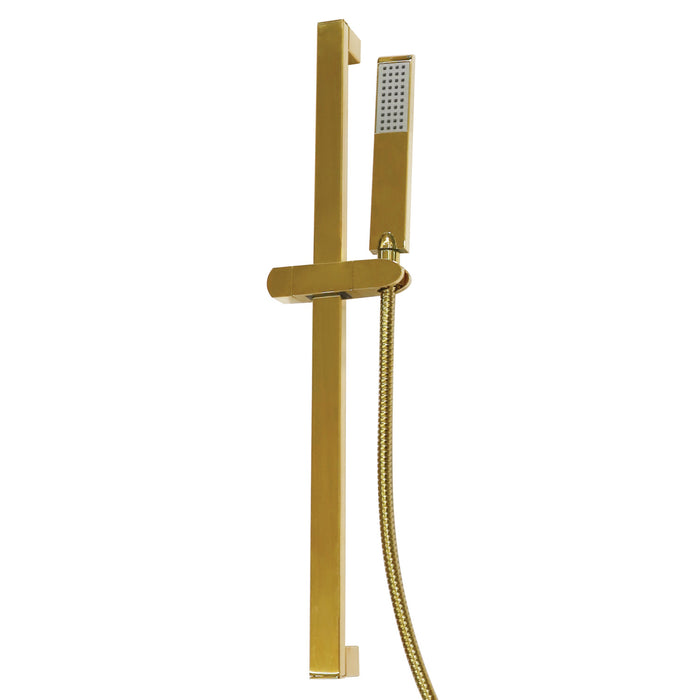 Modern KX2542 24-Inch Shower Slide Bar with Hand Shower and Holder, Polished Brass