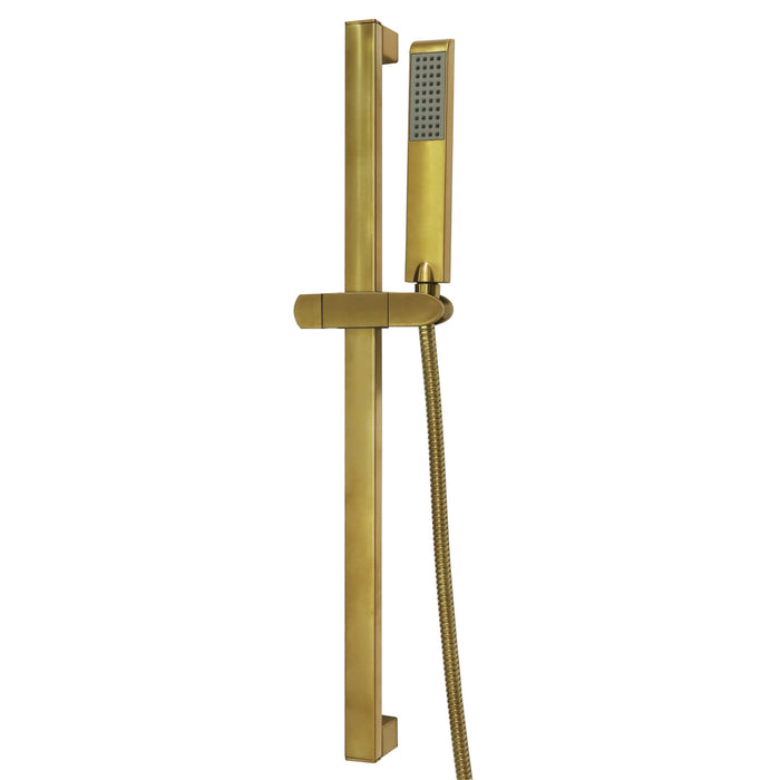 Modern KX2547 24-Inch Shower Slide Bar with Hand Shower and Holder, Brushed Brass