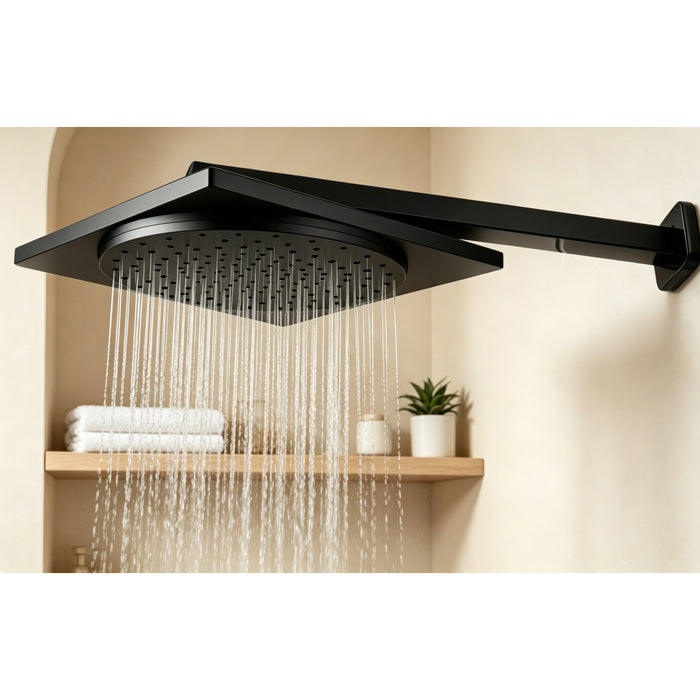 Kingston Sona KX8220 - Claremont 12-Inch Square Raindrop ABS Shower Head, Matte Black