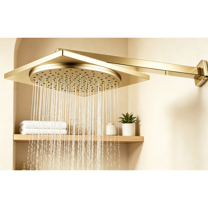 Kingston Sona KX8222 - Claremont 12-Inch Square Raindrop ABS Shower Head, Polished Brass
