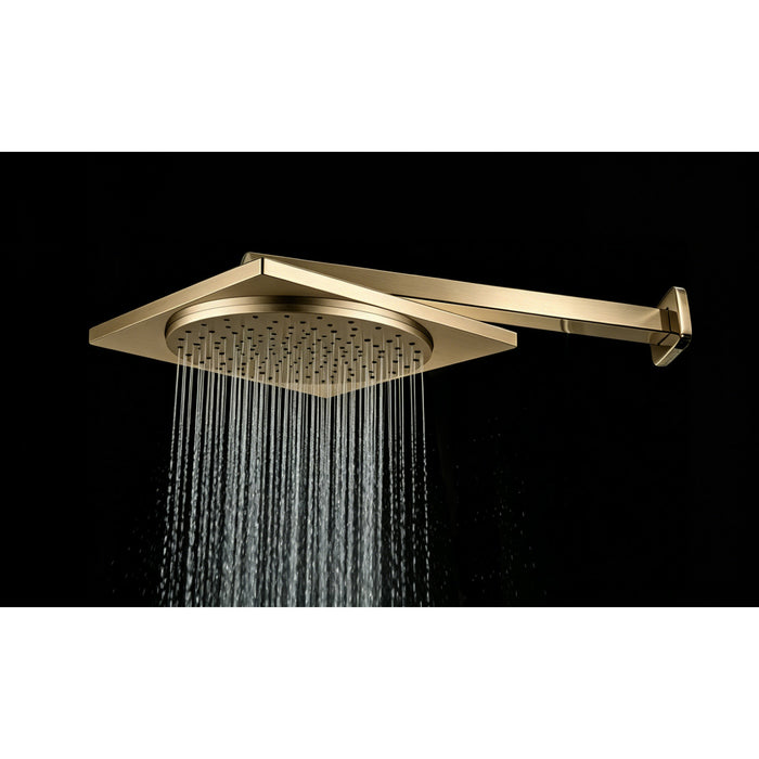Kingston Sona KX8227 - Claremont 12-Inch Square Raindrop ABS Shower Head, Brushed Brass
