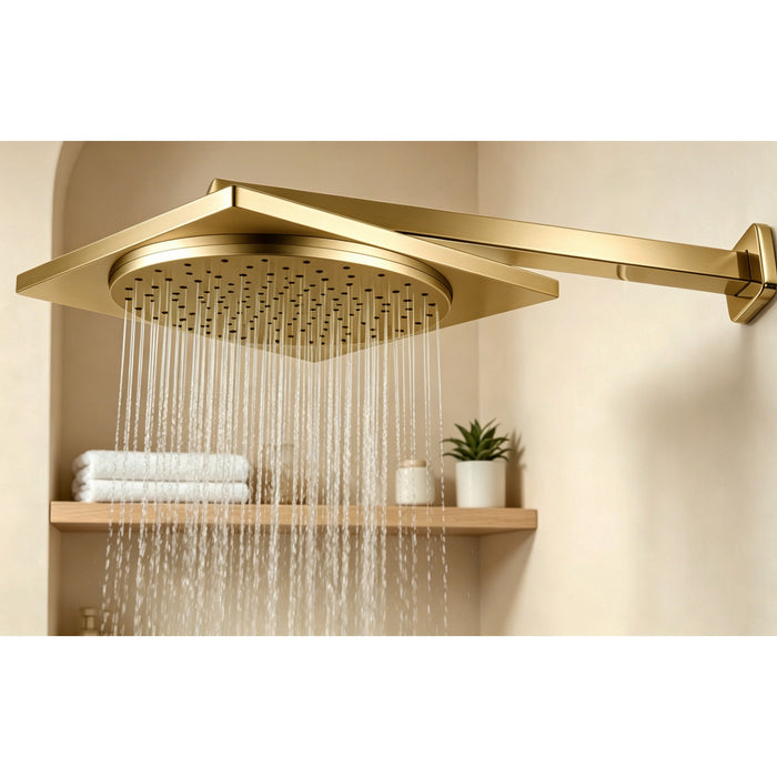 Kingston Sona KX8227 - Claremont 12-Inch Square Raindrop ABS Shower Head, Brushed Brass